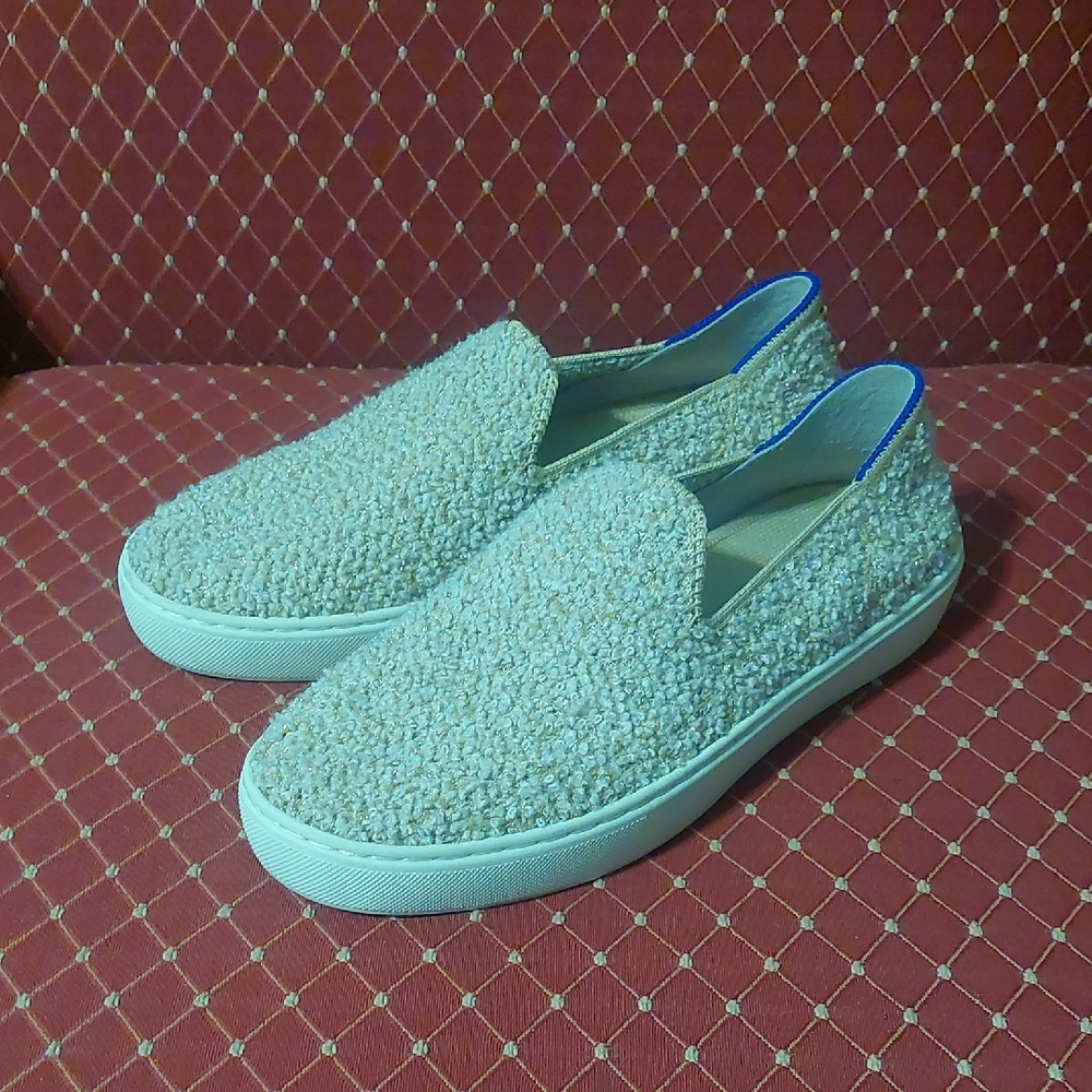 Rothy's Cream Bouclé Slip-On Mules